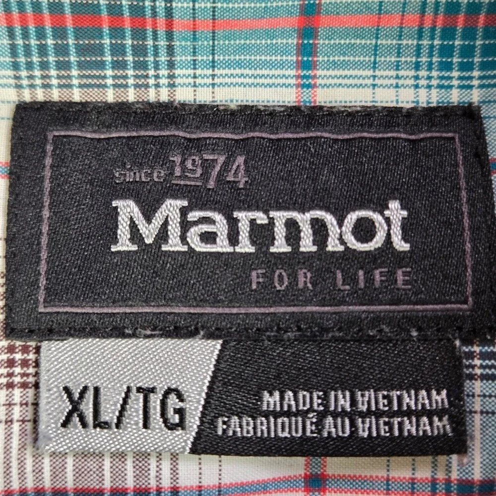 MARMOT Shirt Lot (2) Men's XL Plaid‎ Stripes Short Sleeve Outdoor Lightweight